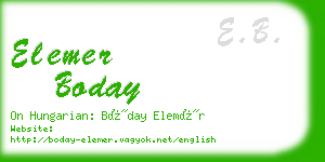elemer boday business card